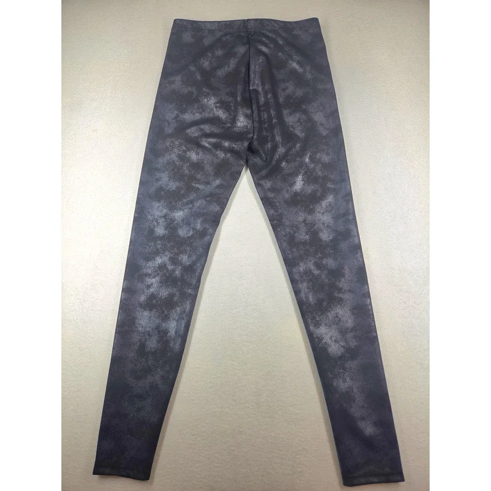 Simply Vera Vera Wang Womens Metallic Foil Crackle Leggings Black Charcoal M